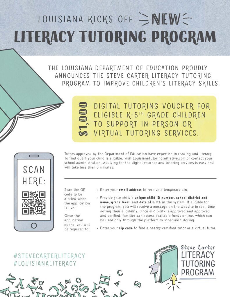 A flyer for the literacy tutoring program.