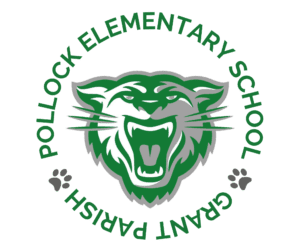 A green and white logo of a school.